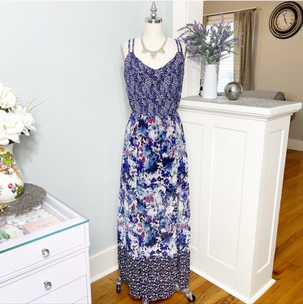 NWOT Maurices Multicolor Floral Front Split Maxi Dress Women's Size M